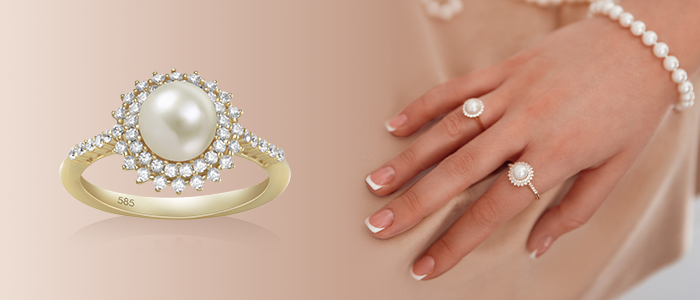 Inel aur 14k perla cultura by Sabrrini